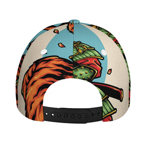 Japanese Samurai And Tiger Print Baseball Cap