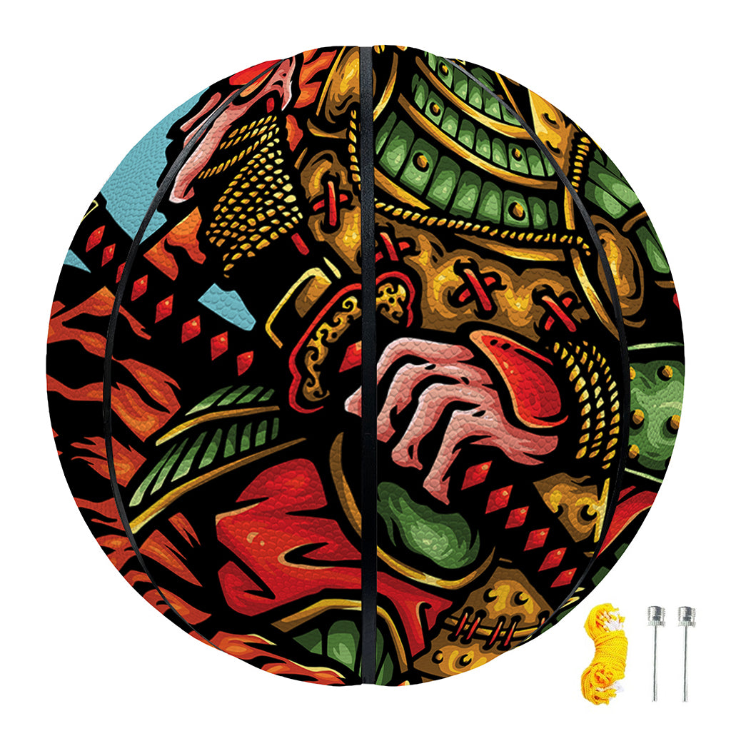 Japanese Samurai And Tiger Print Basketball