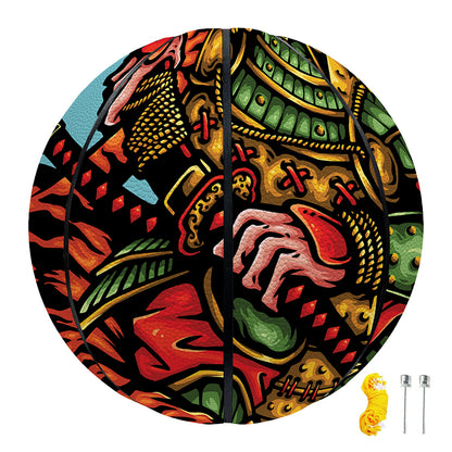 Japanese Samurai And Tiger Print Basketball