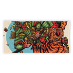 Japanese Samurai And Tiger Print Beach Towel