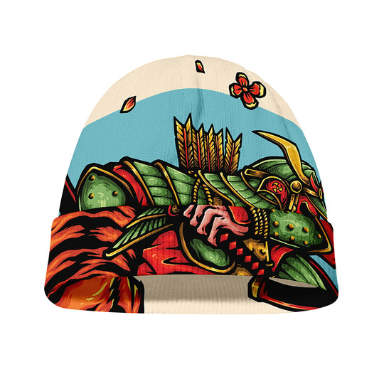 Japanese Samurai And Tiger Print Beanie
