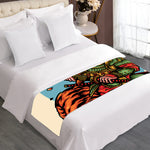 Japanese Samurai And Tiger Print Bed Runner