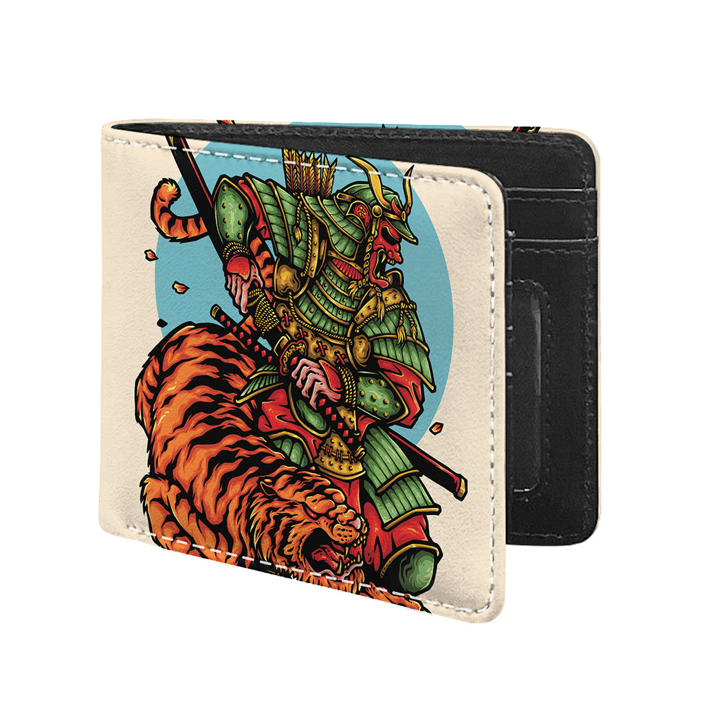 Japanese Samurai And Tiger Print Bifold Wallet