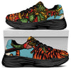 Japanese Samurai And Tiger Print Black Chunky Shoes