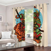 Japanese Samurai And Tiger Print Blackout Grommet Curtains