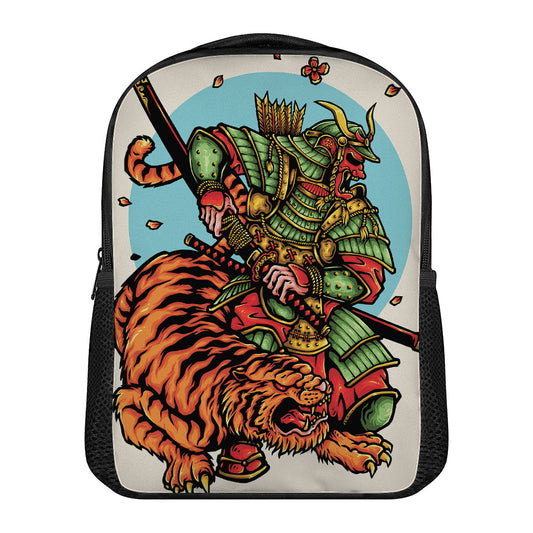 Japanese Samurai And Tiger Print Casual Backpack