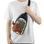 Japanese Samurai And Tiger Print Chest Bag