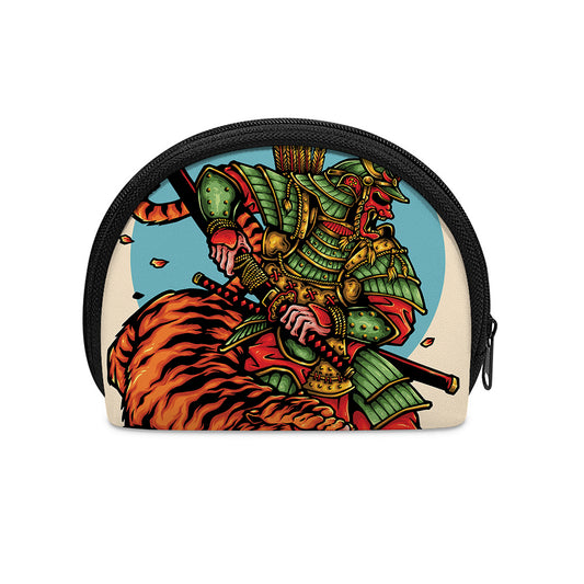Japanese Samurai And Tiger Print Coin Purse