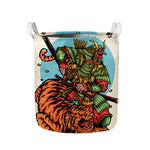 Japanese Samurai And Tiger Print Collapsible Laundry Basket