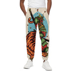 Japanese Samurai And Tiger Print Cotton Pants
