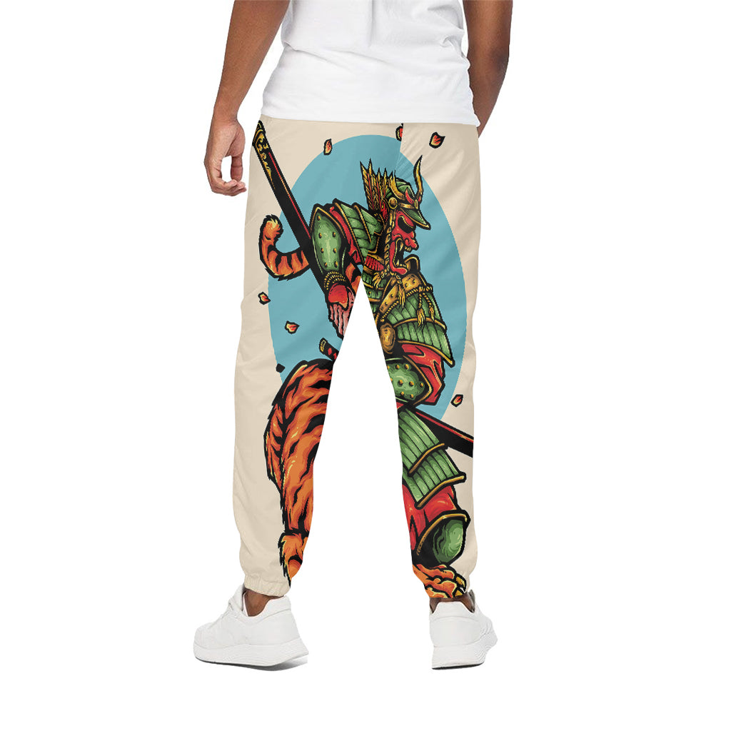 Japanese Samurai And Tiger Print Cotton Pants