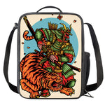 Japanese Samurai And Tiger Print Crossbody Lunch Bag