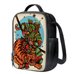 Japanese Samurai And Tiger Print Crossbody Lunch Bag
