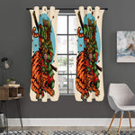 Japanese Samurai And Tiger Print Curtain