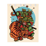 Japanese Samurai And Tiger Print Curtain
