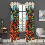 Japanese Samurai And Tiger Print Curtain