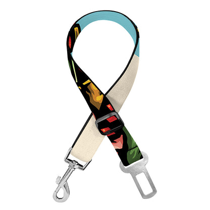 Japanese Samurai And Tiger Print Dog Seat Belt