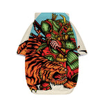 Japanese Samurai And Tiger Print Dog Zip Up Hoodie