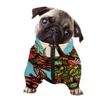 Japanese Samurai And Tiger Print Dog Zip Up Jacket