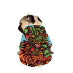 Japanese Samurai And Tiger Print Dog Zip Up Jacket