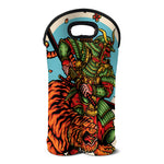 Japanese Samurai And Tiger Print Double Neoprene Wine Tote