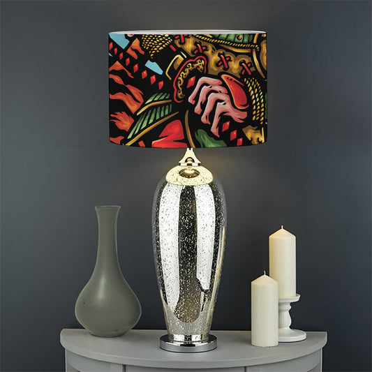Japanese Samurai And Tiger Print Drum Lamp Shade