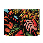 Japanese Samurai And Tiger Print Drum Lamp Shade