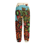 Japanese Samurai And Tiger Print Fleece Lined Knit Pants