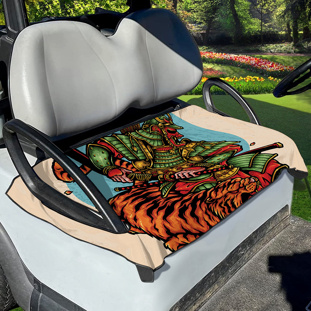 Japanese Samurai And Tiger Print Golf Cart Seat Cover