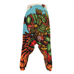 Japanese Samurai And Tiger Print Hammer Pants