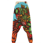 Japanese Samurai And Tiger Print Hammer Pants