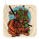 Japanese Samurai And Tiger Print Hand Towel