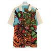 Japanese Samurai And Tiger Print Hawaiian Shirt
