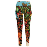 Japanese Samurai And Tiger Print High-Waisted Pocket Leggings