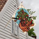 Japanese Samurai And Tiger Print House Flag