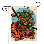 Japanese Samurai And Tiger Print House Flag
