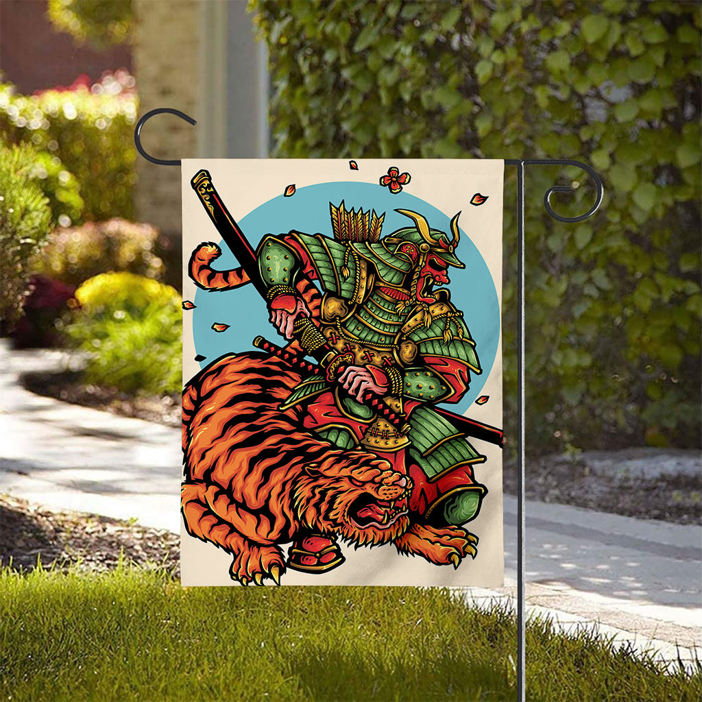 Japanese Samurai And Tiger Print House Flag