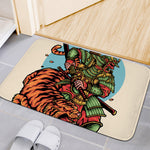 Japanese Samurai And Tiger Print Indoor Door Mat