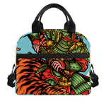 Japanese Samurai And Tiger Print Insulated Lunch Bag