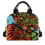 Japanese Samurai And Tiger Print Insulated Lunch Bag