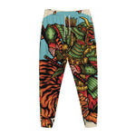 Japanese Samurai And Tiger Print Jogger Pants