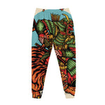 Japanese Samurai And Tiger Print Jogger Pants