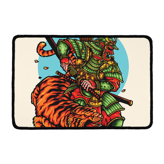 Japanese Samurai And Tiger Print Kitchen Mat