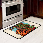 Japanese Samurai And Tiger Print Kitchen Mat