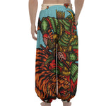 Japanese Samurai And Tiger Print Lantern Pants