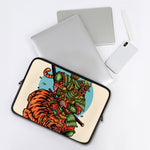 Japanese Samurai And Tiger Print Laptop Sleeve