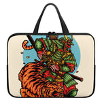 Japanese Samurai And Tiger Print Laptop Sleeve With Handle