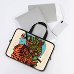 Japanese Samurai And Tiger Print Laptop Sleeve With Handle