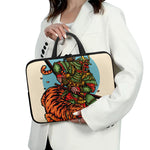 Japanese Samurai And Tiger Print Laptop Sleeve With Handle