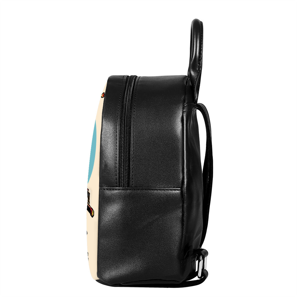 Japanese Samurai And Tiger Print Leather Backpack